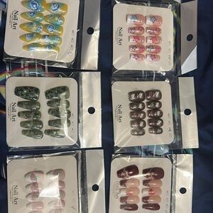 Nail Art Press-On Nails Set - Pink, Brown, Green, Yellow, Blue $7ea or 5 for $30